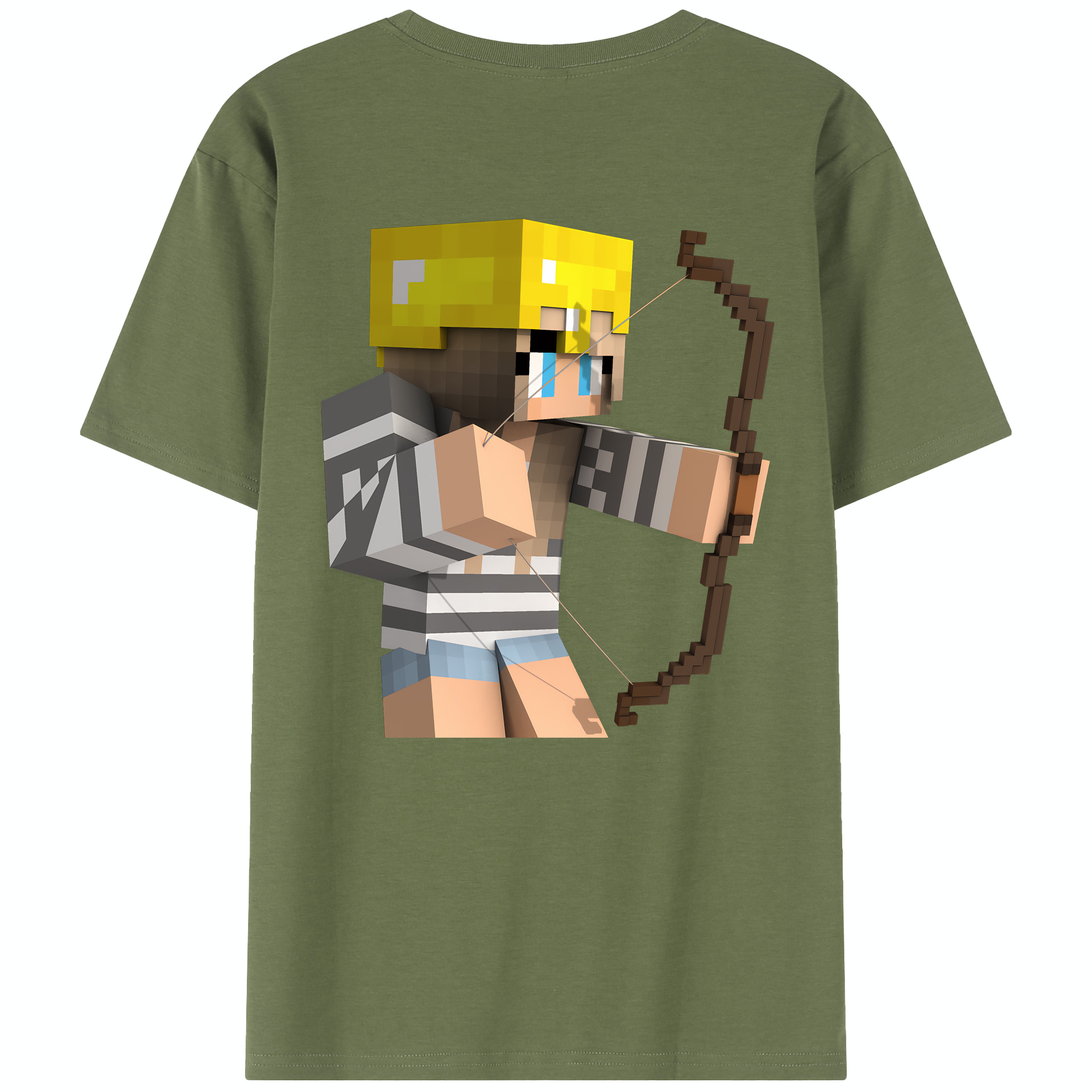 （画像用） マインクラフト ブロックの世界 Minecraft MC Block world 綿100％半袖Tシャツ（背面プリント）